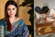 বাবার কোলে বসে গান শোনালো জয়, অপু বললেন ‘নজর না লাগুক’