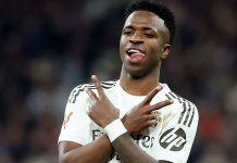 ভিনিসিয়ুসের জোড়া গোলে শীর্ষে রিয়াল মাদ্রিদ