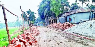 গাবতলীতে প্রধানমন্ত্রীর বাড়ির সংযোগ সড়ক রাস্তায় ভাড়ায় বিছানো ইট তুলে নিলেন ঠিকাদার