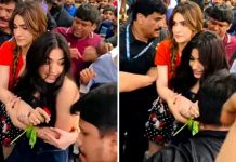 উপচেপড়া ভিড়ে রাশমিকাকে আগলে রাখলেন কৃতি