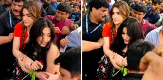 উপচেপড়া ভিড়ে রাশমিকাকে আগলে রাখলেন কৃতি