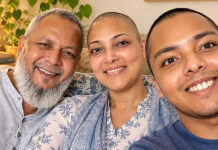 ক্যান্সার আক্রান্ত স্ত্রীকে সাহস দিতে মাথা ন্যাড়া করলেন সামিয়ার স্বামী ও ছেলে